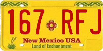NM license plate 167RFJ