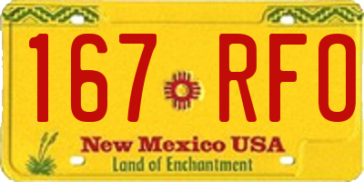 NM license plate 167RFO
