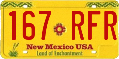 NM license plate 167RFR