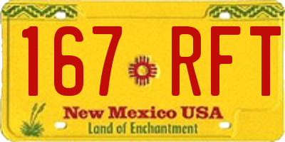 NM license plate 167RFT