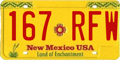 NM license plate 167RFW