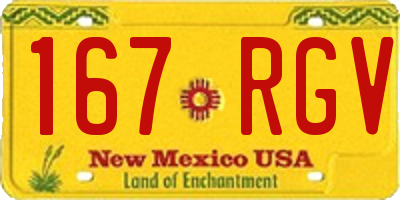 NM license plate 167RGV