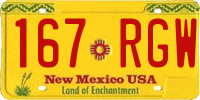 NM license plate 167RGW