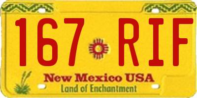 NM license plate 167RIF