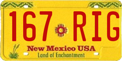 NM license plate 167RIG
