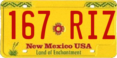 NM license plate 167RIZ