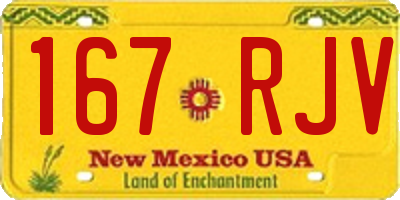 NM license plate 167RJV