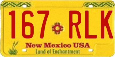 NM license plate 167RLK
