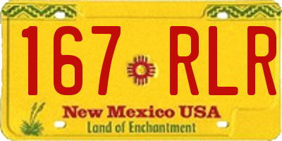 NM license plate 167RLR