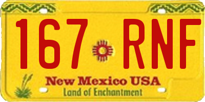 NM license plate 167RNF