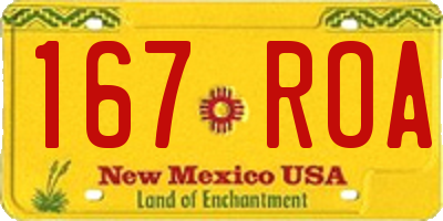 NM license plate 167ROA