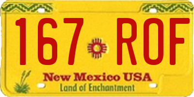 NM license plate 167ROF