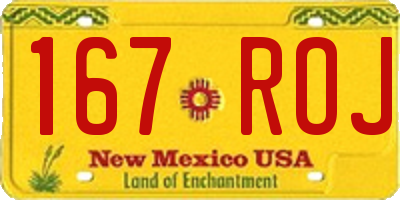 NM license plate 167ROJ