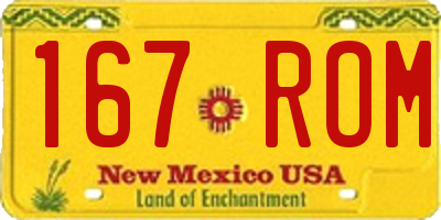 NM license plate 167ROM