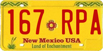 NM license plate 167RPA