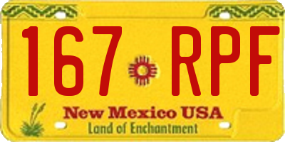 NM license plate 167RPF