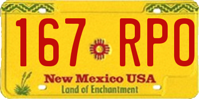 NM license plate 167RPO