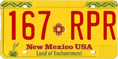 NM license plate 167RPR