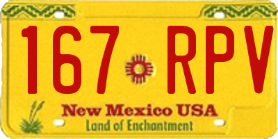 NM license plate 167RPV