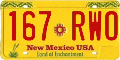 NM license plate 167RWO