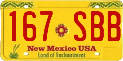 NM license plate 167SBB