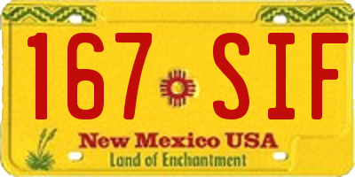 NM license plate 167SIF