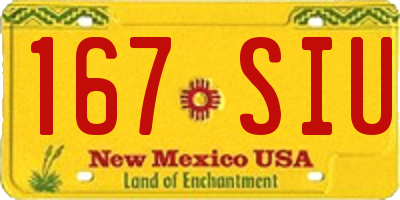 NM license plate 167SIU