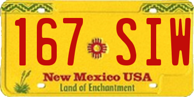 NM license plate 167SIW