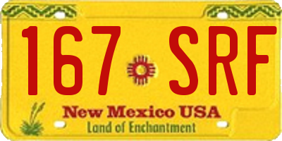 NM license plate 167SRF