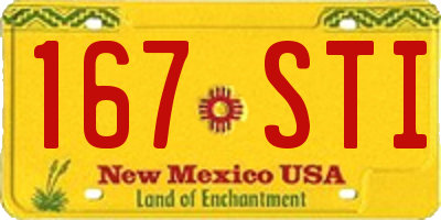 NM license plate 167STI