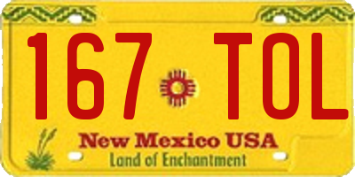 NM license plate 167TOL