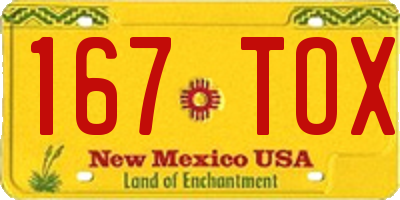 NM license plate 167TOX