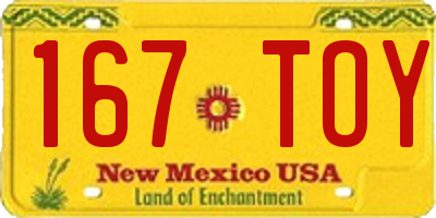 NM license plate 167TOY