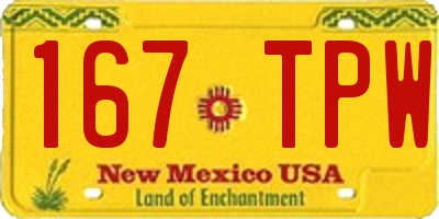 NM license plate 167TPW