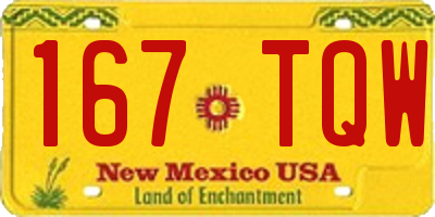 NM license plate 167TQW