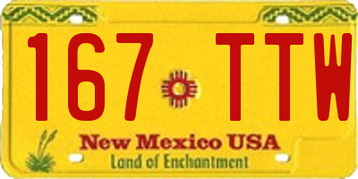NM license plate 167TTW