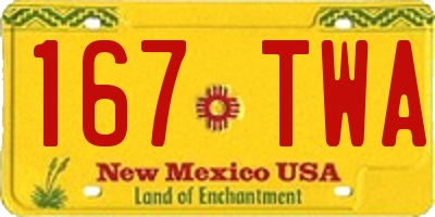 NM license plate 167TWA