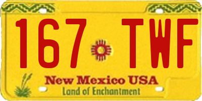 NM license plate 167TWF