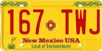 NM license plate 167TWJ