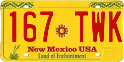 NM license plate 167TWK