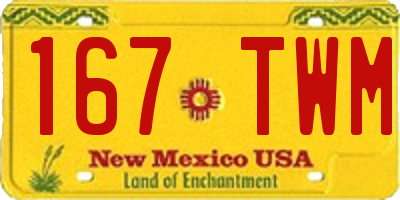 NM license plate 167TWM