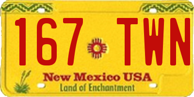 NM license plate 167TWN