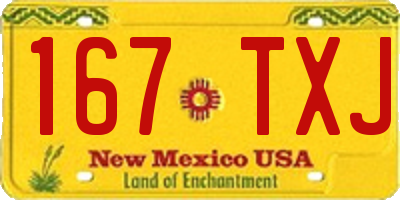 NM license plate 167TXJ