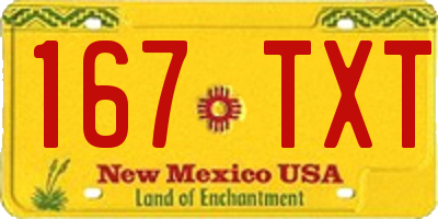 NM license plate 167TXT