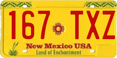 NM license plate 167TXZ