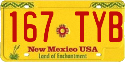 NM license plate 167TYB
