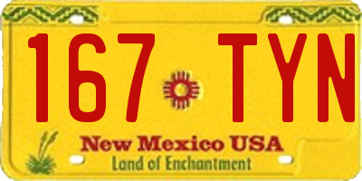 NM license plate 167TYN