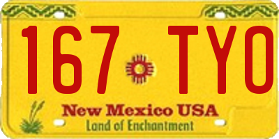 NM license plate 167TYO