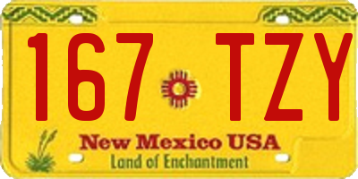 NM license plate 167TZY