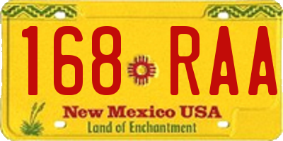 NM license plate 168RAA